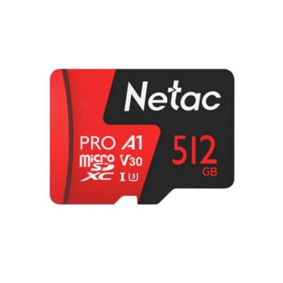 Карта памяти MicroSD, Netac P500 Extreme Pro 512GB 100MB/s Class 10, V30/A1/U3, retail pack Карта памяти MicroSD, Netac P500 Extreme Pro 512GB 100MB/s Class 10, V30/A1/U3, retail pack