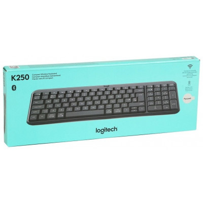 Клавиатура Logitech K250 Wireless, 99 keys, EN/RU, 2xAAA, BT 5.1, Черный