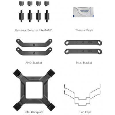 Кулер для процессора PCCooler RT500 Digital BK, S1851/1700/1200/AM4/5, 500-2200rpm,120cm, 245W,Black