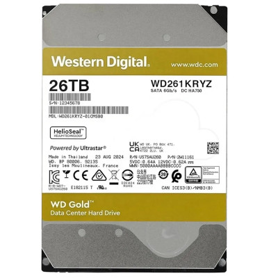 Жесткий диск HDD 26Tb SATA 6Gb/s Western Digital Gold WD261KRYZ, 7200rpm, 512Mb