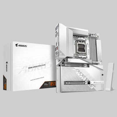 Материнская плата GIGABYTE B850 A STEALTH ICE, AM5, B850, 4XDDR5, HDMI+USB4, 4xM.2, WiFi7, BT, ATX