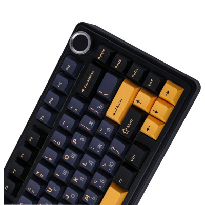 Клавиатура AULA F75, Thunder Black, Black+Dark Blue+Orange, Gray Wood V3, EN/RU/KZ, 2.4/BT/USB-C