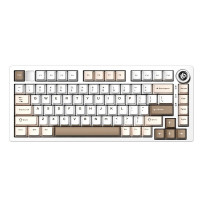 Клавиатура AULA Hi75C Pro, White+Brown, mechanical, Turquoise switch, EN/RU/KZ, 2.4/BT/USB-C