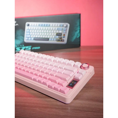 Клавиатура AULA S75 Pro Pink, mechanical, Gray wood switch, EN, 2.4/BT/USB-C Клавиатура AULA S75 Pro Pink, mechanical, Gray wood switch, EN, 2.4/BT/USB-C