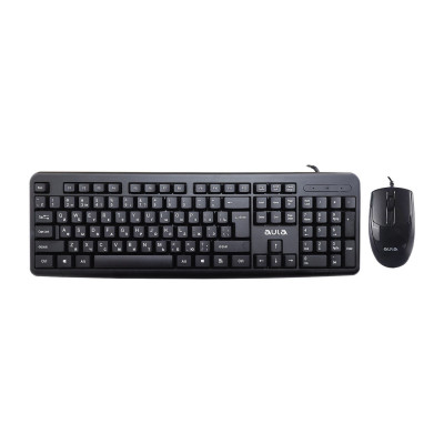 Комплект клавиатура+мышь AULA AC209, Black, 104 keys, EN/RU, 1000DPI, 1.5 m, Wired USB