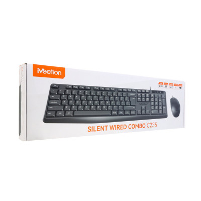 Клавиатура+мышь Meetion C235 Black, 104 keys, EN/RU/KZ, 1.5 m, 1200DPI, 1.5 m, USB