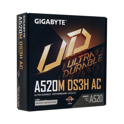Материнская плата GIGABYTE A520M DS3H AC, AM4, 4xDDR4, PCIe3.0, DVI+HDMI+DP, BT, 4xSATA, M.2, mATX Материнская плата GIGABYTE A520M DS3H AC, AM4, 4xDDR4, PCIe3.0, DVI+HDMI+DP, BT, 4xSATA, M.2, mATX