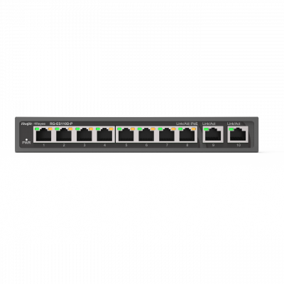 Коммутатор неуправляемый Reyee RG-ES110D-P, 8x10/100 PoE, 2x10/100 Uplink, PoE 110W Коммутатор неуправляемый Reyee RG-ES110D-P, 8x10/100 PoE, 2x10/100 Uplink, PoE 110W