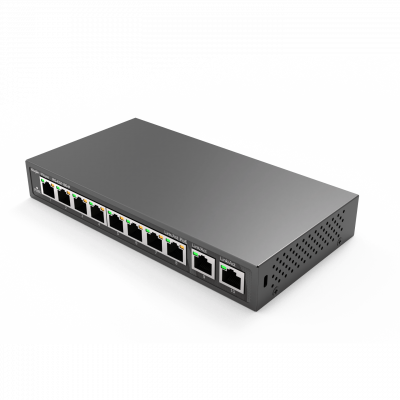 Коммутатор неуправляемый Reyee RG-ES110D-P, 8x10/100 PoE, 2x10/100 Uplink, PoE 110W