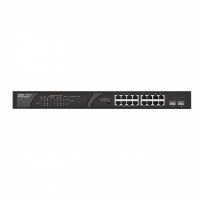 Коммутатор неуправляемый Reyee RG-ES118GS-P, 16Gb x PoE, 2 SFP Uplink, PoE 247W