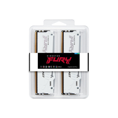 Модуль памяти Kingston Fury Beast White RGB EXPO, DDR5 DIMM 64Gb KIT (2x32Gb) 5600MHz CL36