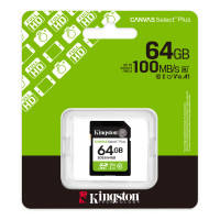Карта памяти SD, Kingston Canvas Select Plus 64Gb, SDS3/64GB, UHS-I, U1, V10, 100 МБ/с