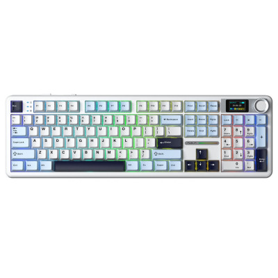 Клавиатура AULA F108 Pro Light Blue+White+Black Purple, Reaper switch, EN/RU/KZ, 2.4/BT/USB-C