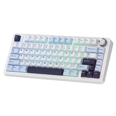 Клавиатура AULA F75 Blue+White+Purple, mechanical, Reaper switch, 80 keys EN/RU/KZ, 2.4/BT/cable