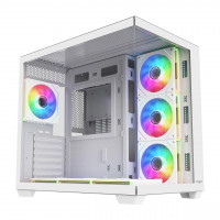 Компьютерный корпус FSP M341-WA, Без БП, 2xUSB3.0/Type-C, 7xARGB 120mm, 2xGlass, White, ATX