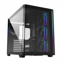 Компьютерный корпус FSP M580 Plus, Без БП, 2xUSB3.0/Type-C, 4xARGB 120mm, Curved Glass, Black, ATX