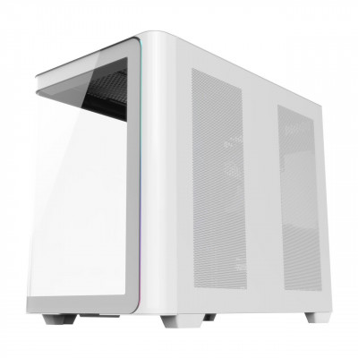 Компьютерный корпус FSP M580 Plus, Без БП, 2xUSB3.0/Type-C, 4xARGB 120mm, Curved Glass, White, ATX