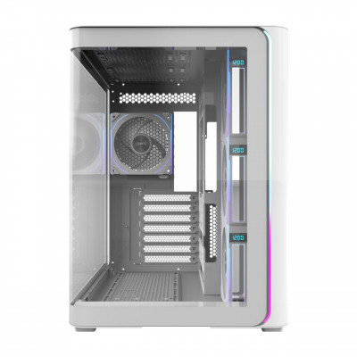 Компьютерный корпус FSP M580 Plus, Без БП, 2xUSB3.0/Type-C, 4xARGB 120mm, Curved Glass, White, ATX