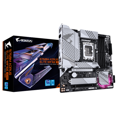 Материнская плата GIGABYTE B760M AORUS ELITE WIFI6E, LGA1700, 4xDDR5, PCIe5.0, HDMI+DP, 2xM.2, mATX