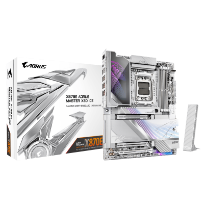 Материнская плата GIGABYTE X870E AORUS MASTER X3D ICE, AM5, 4xDDR5, PCIe5.0, HDMI+2xUSB4, 2xM.2, ATX