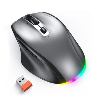 Мышь Meetion BTM007 Gray, Wireless, Оптическая, 2400DPI, 5 Button, 650mAh , USB-C, 2.4 GHz/BT