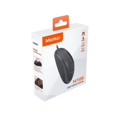 Мышь Meetion M100 Black, Оптическая, 1000DPI, 3 Button, USB, кабель 1.5 м, Проводная