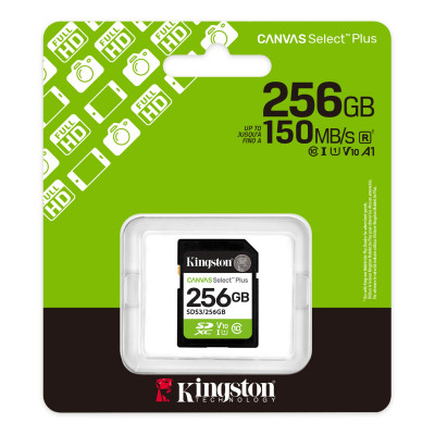 Карта памяти SD, Kingston Canvas Select Plus 256Gb, SDS3/256GB, UHS-I, U1, V10, 150Мб/с Карта памяти SD, Kingston Canvas Select Plus 256Gb, SDS3/256GB, UHS-I, U1, V10, 150Мб/с