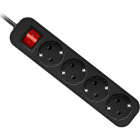 Удлинитель с заземлением Defender G450 Выключатель, 5.0 м, 4 розетки, черный