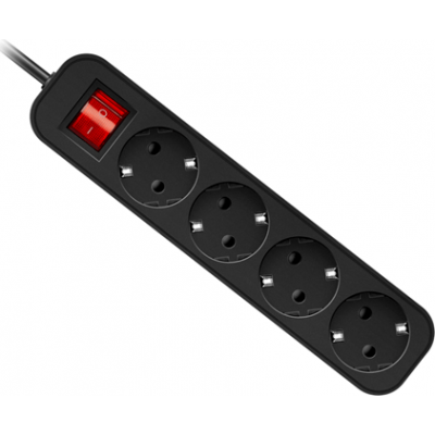 Удлинитель с заземлением Defender G450 Выключатель, 5.0 м, 4 розетки, черный Удлинитель с заземлением Defender G450 Выключатель, 5.0 м, 4 розетки, черный