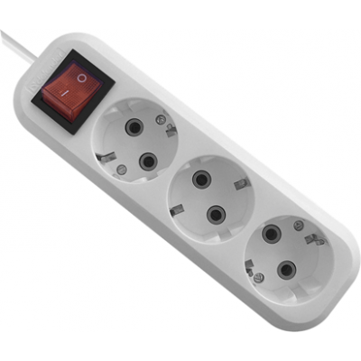 Удлинитель с заземлением Defender L330 16 А, 5 м, 3 розетки, выключ, белый Удлинитель с заземлением Defender L330 16 А, 5 м, 3 розетки, выключ, белый