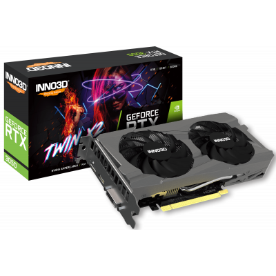 Видеокарта Inno3D GeForce RTX3050 TWIN X2, 8G GDDR6 128bit HDMI DP DVI N30502-08D6-1711VA41