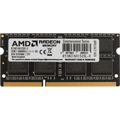 Оперативная память для ноутбука 8Gb DDR3L 1600MHz AMD Radeon R5 Entertainment Series R538G1601S2SL-U