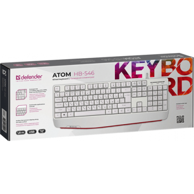 Клавиатура USB Defender Atom HB-546 белый Клавиатура USB Defender Atom HB-546 белый