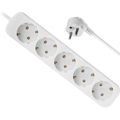 Удлинитель с заземлением Defender E518 1.8 м, 5 розеток, белый