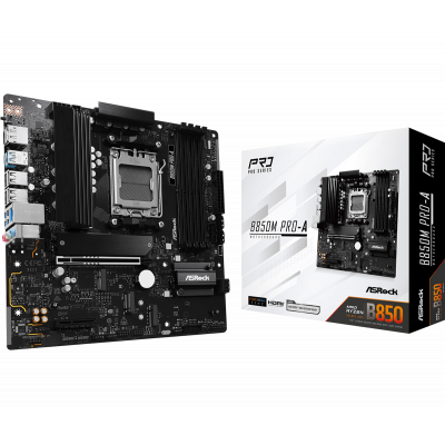 Материнская плата ASRock B850M PRO-A AM5 4xDDR5 4xSATA 3xM.2 15xUSB 1xHDMI 1xDP mATX