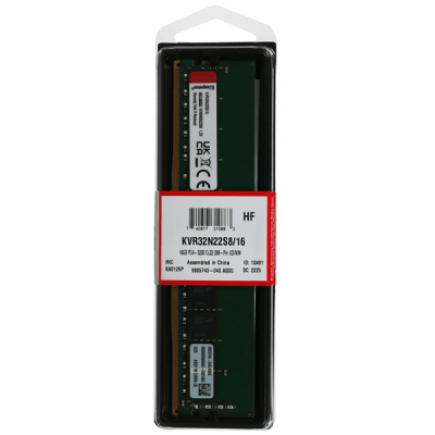 Оперативная память 16GB DDR4 3200MHz KINGSTON PC4-25600 CL22 KVR32N22S8/16