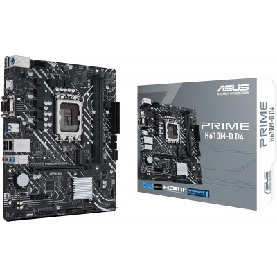 Материнская плата ASUS PRIME H610M-D D4, LGA1700 2xDDR4 4xSATA3 M.2 D-Sub HDMI COM mATX Материнская плата ASUS PRIME H610M-D D4, LGA1700 2xDDR4 4xSATA3 M.2 D-Sub HDMI COM mATX