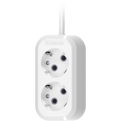 Удлинитель с заземлением Defender R320 16 А, 5 м, 2 розетки, белый