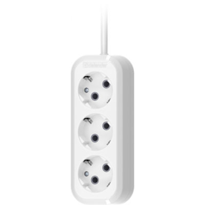 Удлинитель с заземлением Defender R330 16 А, 15 м, 3 розетки, белый