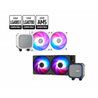 Водяное охлаждение для CPU MSI MAG CORELIQUID A13 240, 1700/1851/AM4/AM5, ARGB, Fan 2x120mm, Черный Водяное охлаждение для CPU MSI MAG CORELIQUID A13 240, 1700/1851/AM4/AM5, ARGB, Fan 2x120mm, Черный