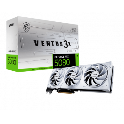 Видеокарта MSI GeForce RTX 5080 16G VENTUS 3X OC WHITE, 16G GDDR7, 256bit 1xHDMI 3xDP G5080-16V3CW