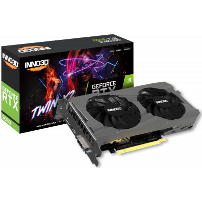 Видеокарта Inno3D GeForce RTX3050 TWIN X2 V2, 6G GDDR6 96-bit HDMI DP DVI N30502-06D6-1880VA60