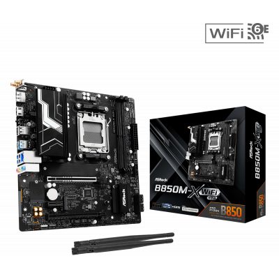 Материнская плата ASRock B850M-X WIFI R2.0 AM5 2xDDR5 4xSATA 2xM.2 Type-C HDMI DP WiFi6E mATX
