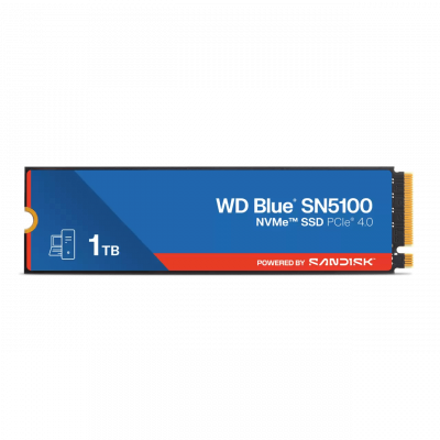 Твердотельный накопитель 1000GB SSD WD BLUE SN5100 M.2 2280 NVMe 4.0 R7100/W6700MB/s WDS100T5B0E