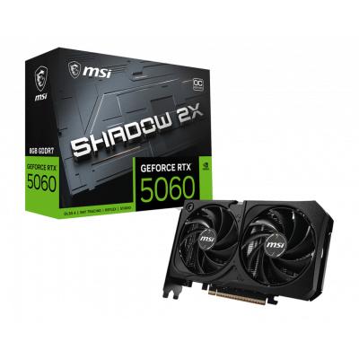 Видеокарта MSI GeForce RTX 5060 8G SHADOW 2X OC MAX, 8Gb GDDR7 128-bit 1xHDMI 3xDP G5060-8S2CM