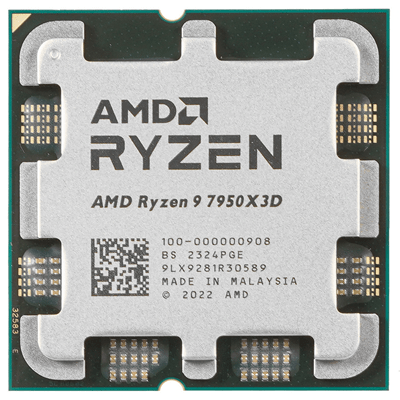 Процессор AMD Ryzen 9 7950X3D 4,2Гц (5,7ГГц Turbo) 16C/32T 128MB L3 120W AM5 OEM 100-000000908