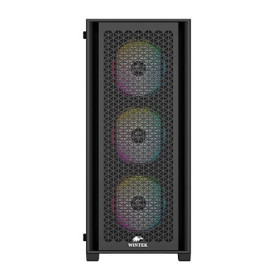 Корпус Wintek Andromeda MAX P193-M-B TG, ATX, USB 1*3.0/2*2.0, HD+Mic, 0,5mm, 4*12cm ARGB (контроллер + пульт д/у в комплекте), Black