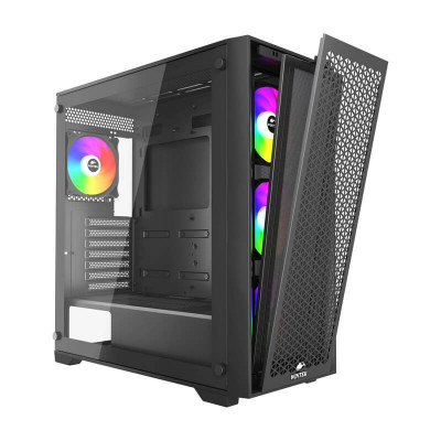 Корпус Wintek Andromeda MAX P193-M-B TG, ATX, USB 1*3.0/2*2.0, HD+Mic, 0,5mm, 4*12cm ARGB (контроллер + пульт д/у в комплекте), Black