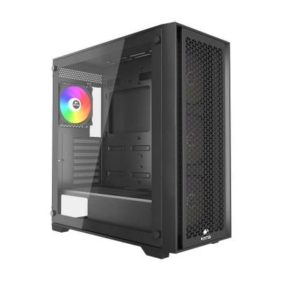 Корпус Wintek Andromeda MAX P193-M-B TG, ATX, USB 1*3.0/2*2.0, HD+Mic, 0,5mm, 4*12cm ARGB (контроллер + пульт д/у в комплекте), Black