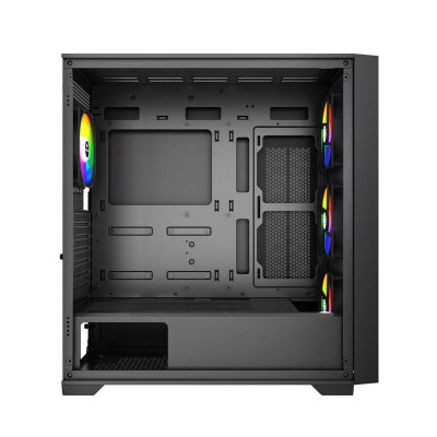 Корпус Wintek Andromeda MAX P193-M-B TG, ATX, USB 1*3.0/2*2.0, HD+Mic, 0,5mm, 4*12cm ARGB (контроллер + пульт д/у в комплекте), Black